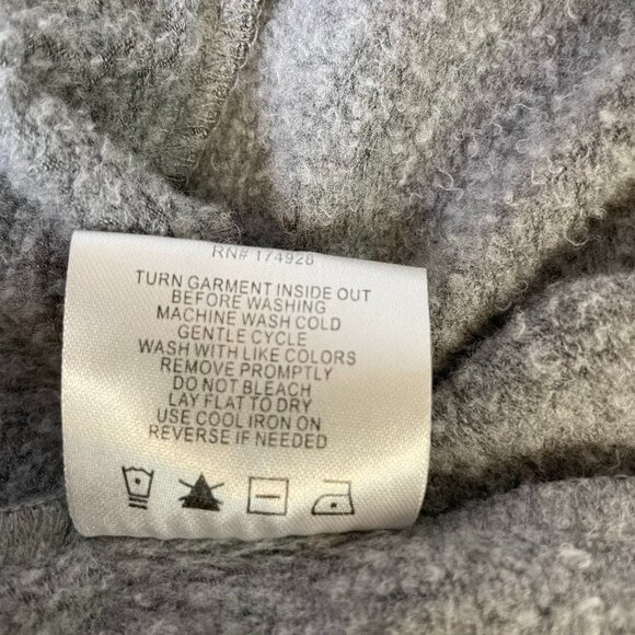 Threads 4 Thought Fleece Cardigan Hooded Open Front Pockets Thumbholes Size L - Picture 9 of 9